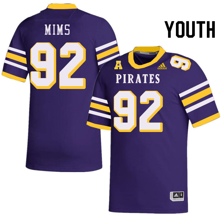 Youth #92 CJ Mims ECU Pirates College Football Jerseys Stitched-Throwback